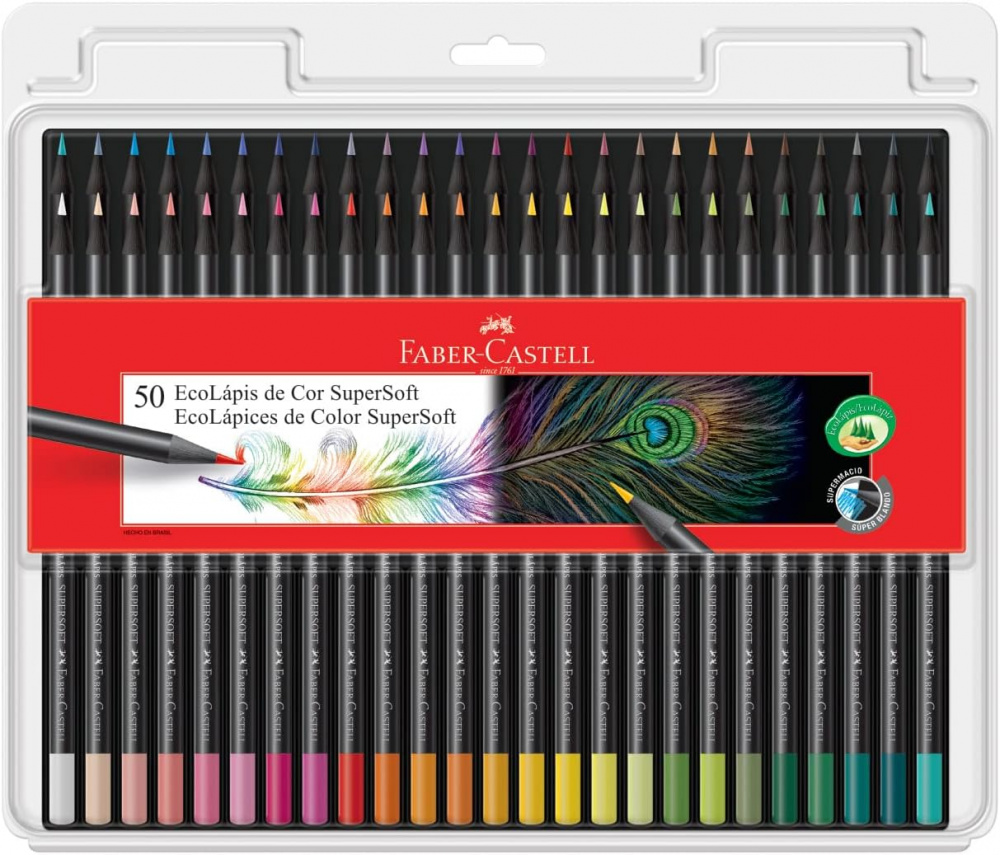 Lápis de Cor Faber Castell EcoLápis Supersoft 50 Cores Artenas