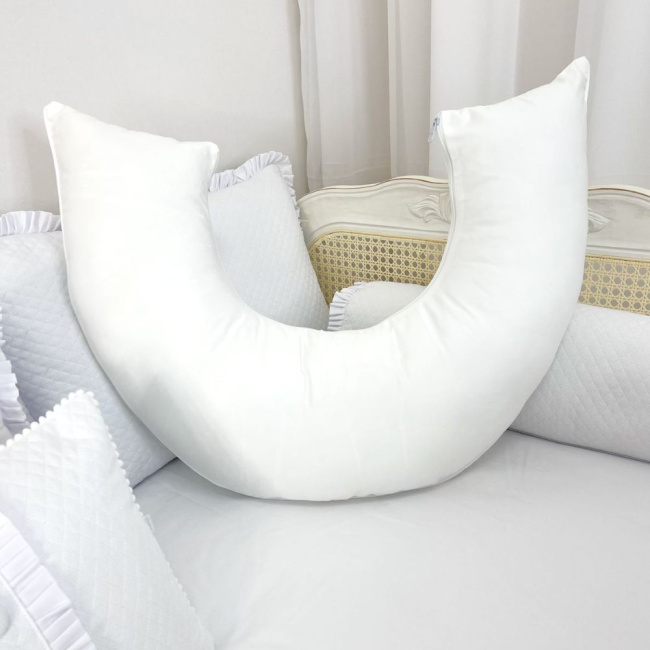 Almofada de Amamentação para Bebê Percal 400 Fios Branco Almofada de Amamentação para Bebê Percal 400 Fios Branco