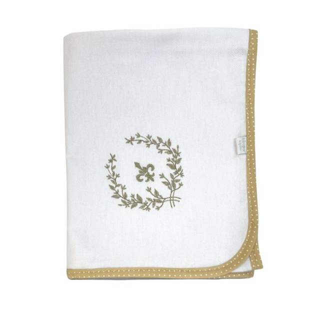 Cueiro Aflanelado para Bebê Bordado Versailles Bege Cueiro Aflanelado para Bebê Bordado Versailles Bege