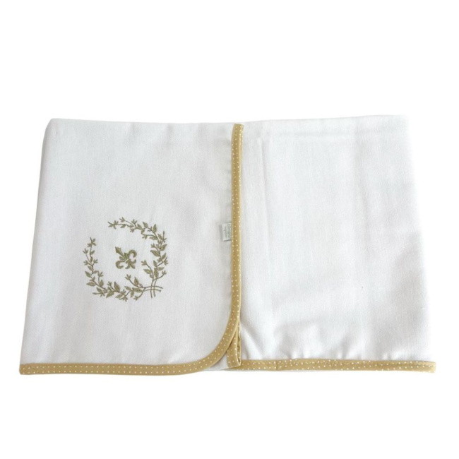 Cueiro Aflanelado para Bebê Bordado Versailles Bege Cueiro Aflanelado para Bebê Bordado Versailles Bege