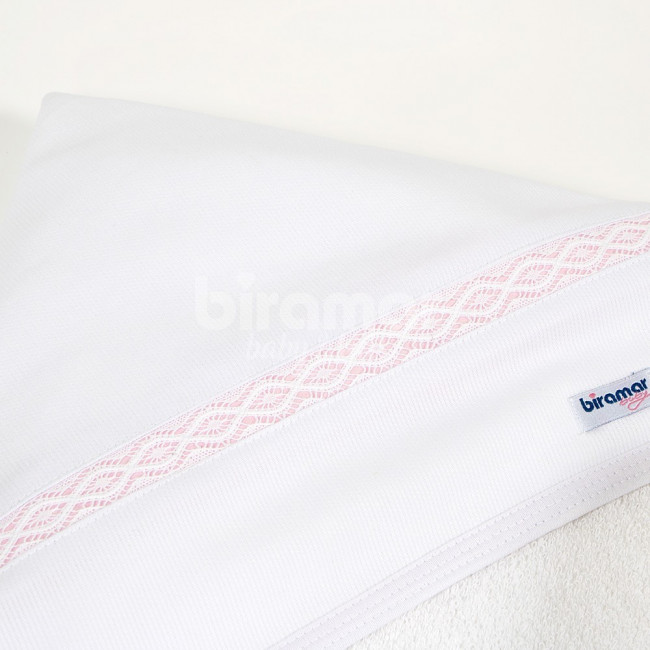Duo Toalha de Banho para Bebê Felpuda e Fralda Personalizada Marseille Branco / Rosa