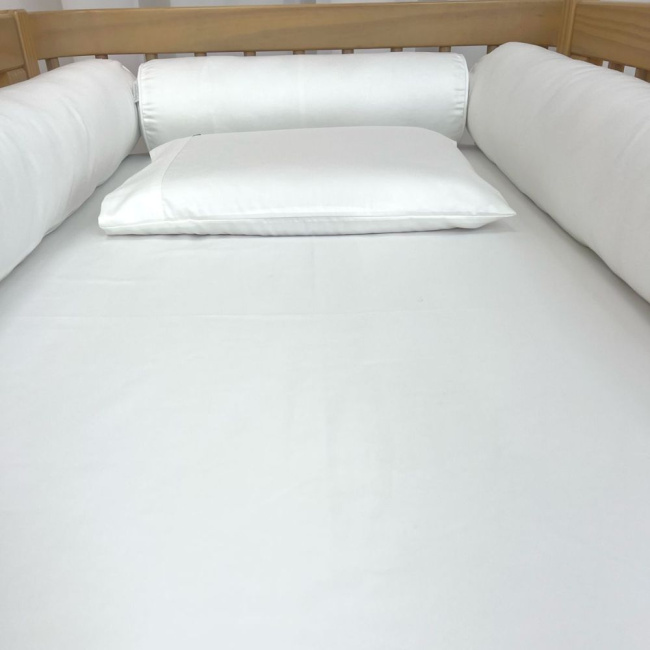 Kit de Berço Rolinho 4 Peças Percal 400 Fios Branco Kit de Berço Rolinho 4 Peças Percal 400 Fios Branco