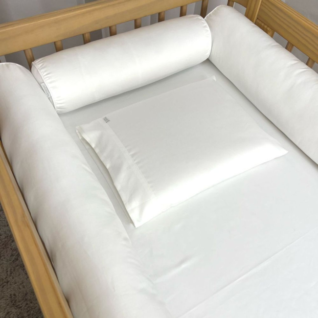 Kit de Berço Rolinho 4 Peças Percal 400 Fios Branco Kit de Berço Rolinho 4 Peças Percal 400 Fios Branco