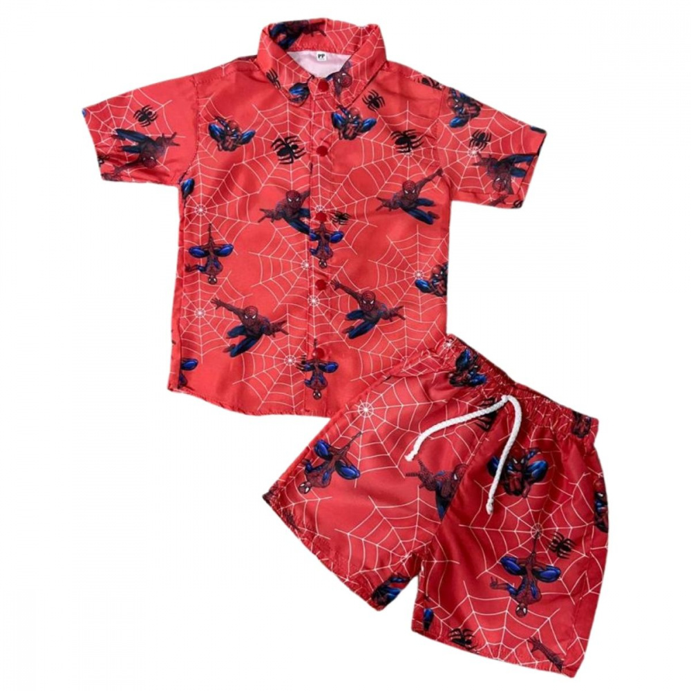 Conjunto Mauricinho Homem Aranha Camisa E Bermuda Bento E Maria