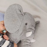 Almofada Elefante Malha Bebê 100% Algodão 67cm cinza Antialérgico Presentes