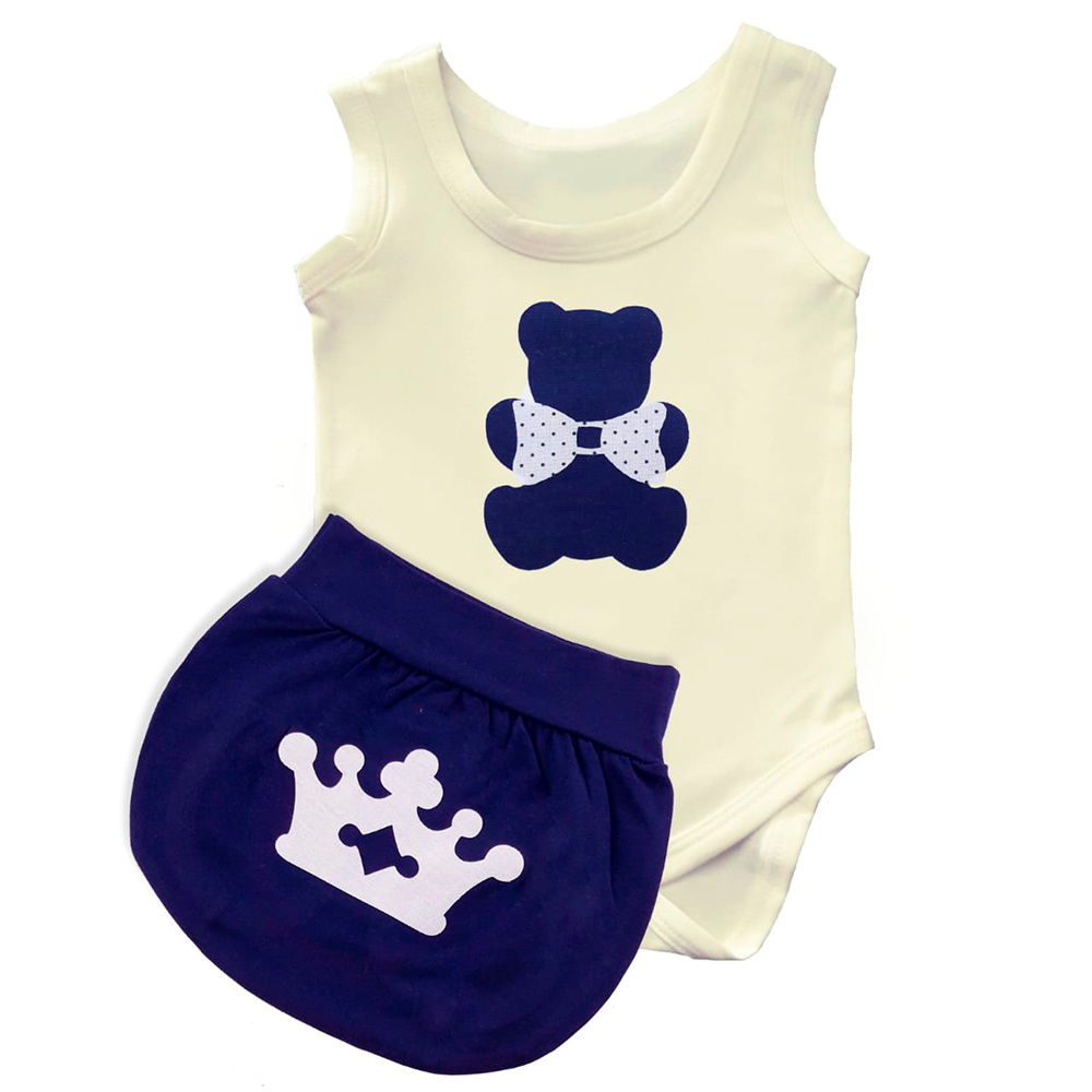 Conjunto Regata Masculino Urso 02 Peças G Borda Bordados Enxovais