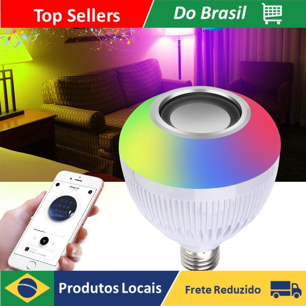 Lampada Bluetooth Led Caixa De Som Controle Remoto W Rgb Shop