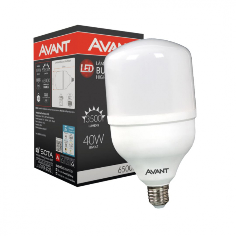 Lâmpada LED Bulbo 40W 6500K Bivolt E27 AVANT Cerel Soluções Elétricas