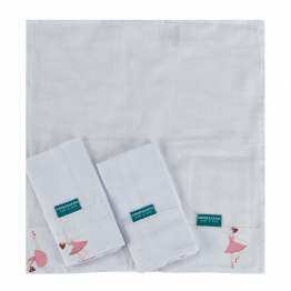 Conjunto 3 Paninhos de Boca Fralda Percal 100% Algodão Bailarina - Constantini Baby Conjunto 3 Paninhos de Boca Fralda Percal 100% Algodão Bailarina - Constantini Baby