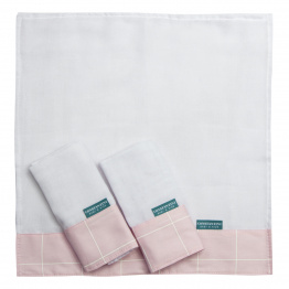 Conjunto 3 Paninhos de Boca Fralda Percal 100% Algodão Grid Rosa - Constantini Baby Conjunto 3 Paninhos de Boca Fralda Percal 100% Algodão Grid Rosa - Constantini Baby
