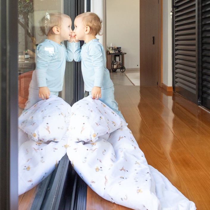 Edredom Dupla Face Berço/Mini Cama Percal 100% Algodão Pequeno Navegante - Constantini Baby