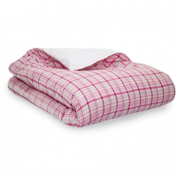 Edredom Dupla Face Solteiro Percal 100% algodão Xadrez Rosa - Constantini Baby Edredom Dupla Face Solteiro Percal 100% algodão Xadrez Rosa - Constantini Baby