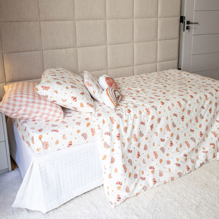 Jogo de Lençol 2 Peças Solteiro Percal 200 Fios 100% Algodão Hippie Chic - Constantini Baby