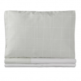 Jogo de lençol Montessoriano Mini Cama 3 Peças Percal 150 Fios 100% Algodão Grid Cinza - Constantini Baby Jogo de lençol Montessoriano Mini Cama 3 Peças Percal 150 Fios 100% Algodão Grid Cinza - Constantini Baby