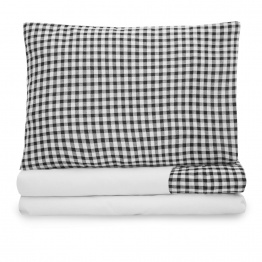 Jogo de lençol Montessoriano Mini Cama 3 Peças Percal 150 Fios 100% Algodão Xadrez Preto - Constantini Baby Jogo de lençol Montessoriano Mini Cama 3 Peças Percal 150 Fios 100% Algodão Xadrez Preto - Constantini Baby