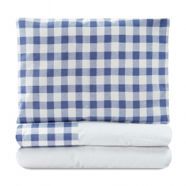 Jogo de lençol Montessoriano Mini Cama 3 Peças Percal 150 Fios 100% Algodão Xadrez Azul - Constantini Baby Jogo de lençol Montessoriano Mini Cama 3 Peças Percal 150 Fios 100% Algodão Xadrez Azul - Constantini Baby