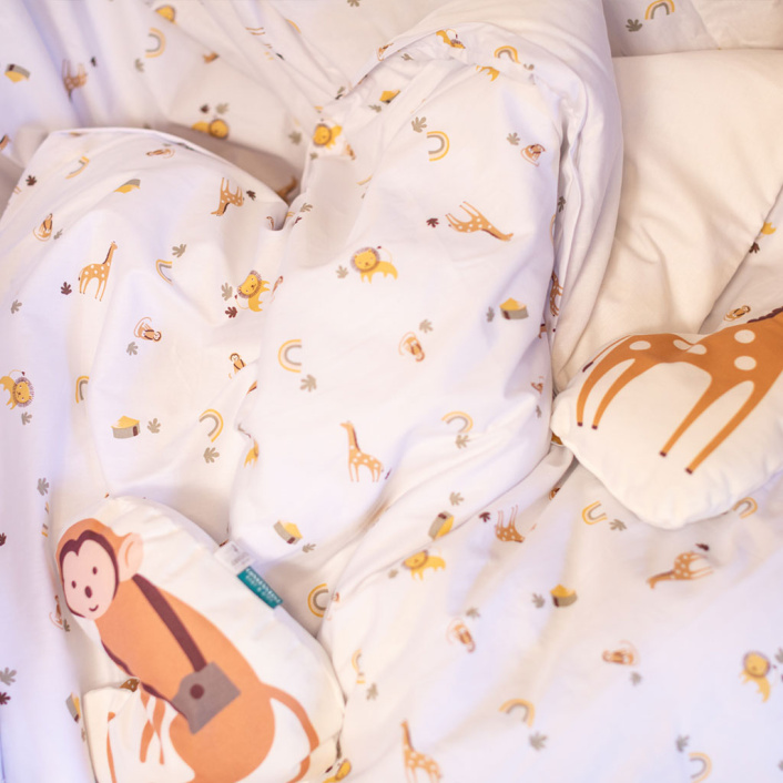 Kit Completo Solteiro (Edredom + Lençol) Percal 100% Algodão Boho Safari - Constantini Baby