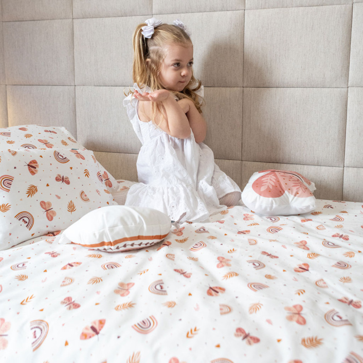 Kit Coordenado 2 Peças (Edredom + fronha) Solteiro Dupla Face Percal 100% Algodão Hippie Chic - Constantini Baby