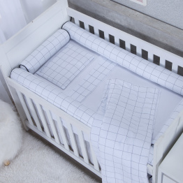 Kit Coordenado 4 Peças (Lençol 3 Peças + Edredom) para Berço Percal 100% Algodão Grid - Constantini Baby Kit Coordenado 4 Peças (Lençol 3 Peças + Edredom) para Berço Percal 100% Algodão Grid - Constantini Baby