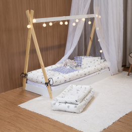 Kit Coordenado 4 Peças (Lençol 3 Peças + Edredom) para Mini Cama Percal 100% Algodão Pequeno Navegante - Constantini Bab Kit Coordenado 4 Peças (Lençol 3 Peças + Edredom) para Mini Cama Percal 100% Algodão Pequeno Navegante - Constantini Bab