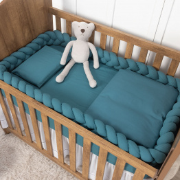 Kit Coordenado para Mini Berço 5 Peças 100% Algodão Percal 200 Fios Azul Petróleo - Constantini Baby Kit Coordenado para Mini Berço 5 Peças 100% Algodão Percal 200 Fios Azul Petróleo - Constantini Baby