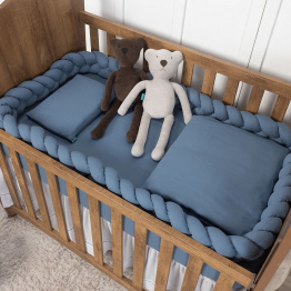 Kit Coordenado para Mini Berço 5 Peças 100% Algodão Percal 200 Fios Cinza Jeans - Constantini Baby Kit Coordenado para Mini Berço 5 Peças 100% Algodão Percal 200 Fios Cinza Jeans - Constantini Baby