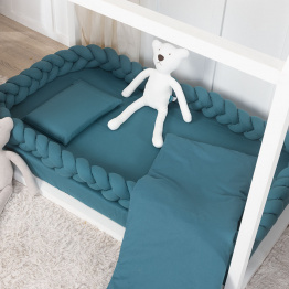 Kit Coordenado para Mini Cama 5 Peças 100% Algodão Percal 200 Fios Azul Petróleo - Constantini Baby Kit Coordenado para Mini Cama 5 Peças 100% Algodão Percal 200 Fios Azul Petróleo - Constantini Baby