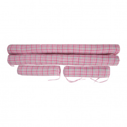Kit de Capas de Rolinho para Berço 4 Peças Percal 100% Algodão Estampado  Xadrez Rosa - Constantini Baby Kit de Capas de Rolinho para Berço 4 Peças Percal 100% Algodão Estampado  Xadrez Rosa - Constantini Baby