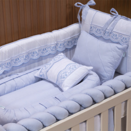 Kit Protetor 3 peças para berço americano Elegance Azul - Constantini Baby Kit Protetor 3 peças para berço americano Elegance Azul - Constantini Baby