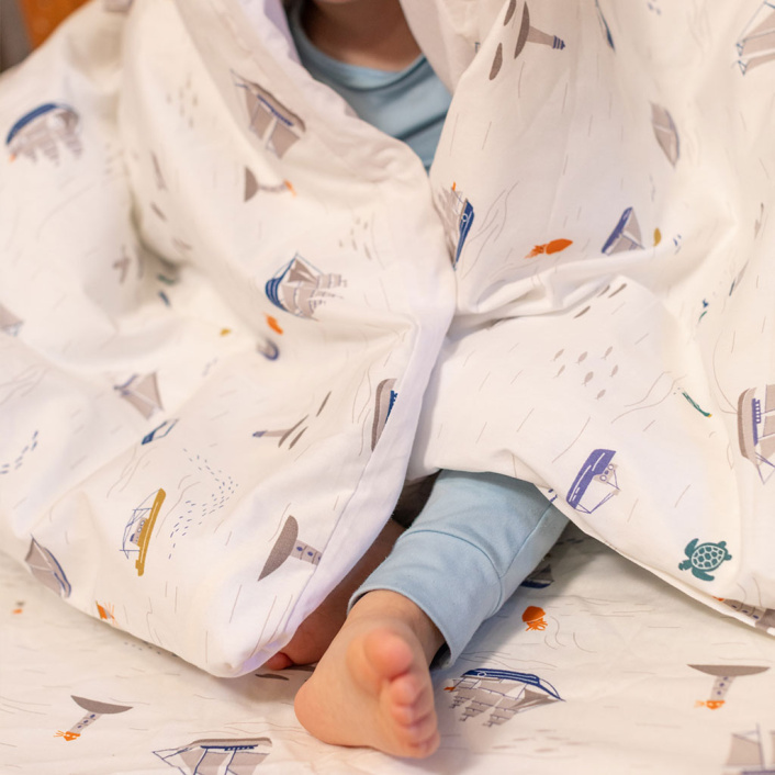 Kit Quarto completo Berço 25 Peças Percal 100% Algodão Pequeno Navegante - Constantini Baby