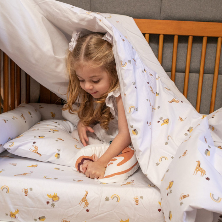 Kit Quarto Completo Mini Cama 27 Peças Percal 100% Algodão Boho Safari - Constantini Baby