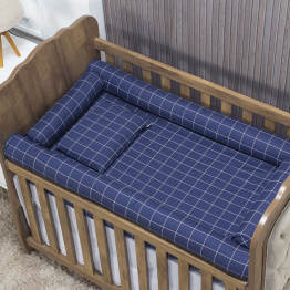 Jogo de Lençol 2 Peças Mini Berço Percal 200 Fios 100% Algodão Grid Azul Marinho - Constantini Baby Jogo de Lençol 2 Peças Mini Berço Percal 200 Fios 100% Algodão Grid Azul Marinho - Constantini Baby