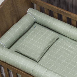 Jogo de Lençol 2 Peças Mini Berço Percal 200 Fios 100% Algodão Grid Verde - Constantini Baby Jogo de Lençol 2 Peças Mini Berço Percal 200 Fios 100% Algodão Grid Verde - Constantini Baby