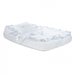 Ninho Redutor berço percal 200 Fios 100% Algodão Branco Clássico Com babado - Constantini Baby Ninho Redutor berço percal 200 Fios 100% Algodão Branco Clássico Com babado - Constantini Baby