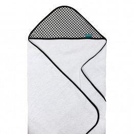 Toalha Felpa com Capuz Extra Macia Percal 100% Algodão Xadrez Preto - Constantini Baby Toalha Felpa com Capuz Extra Macia Percal 100% Algodão Xadrez Preto - Constantini Baby