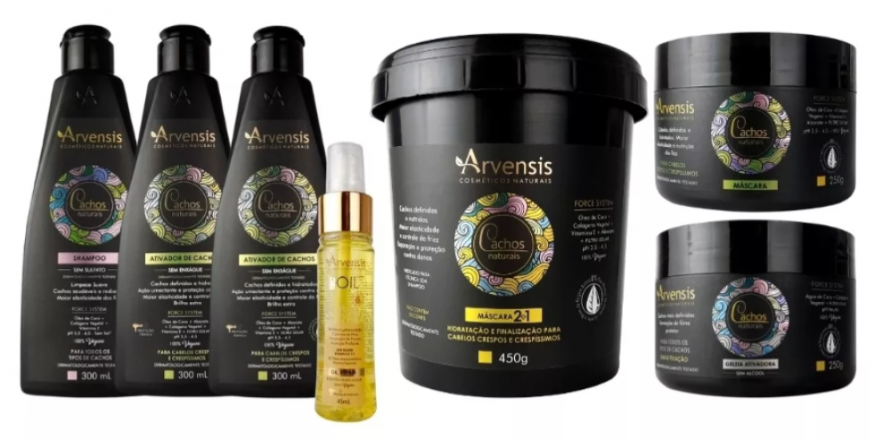 Kit Arvensis Cachos Naturais Crespos Itens Leo Tec Oil Chique