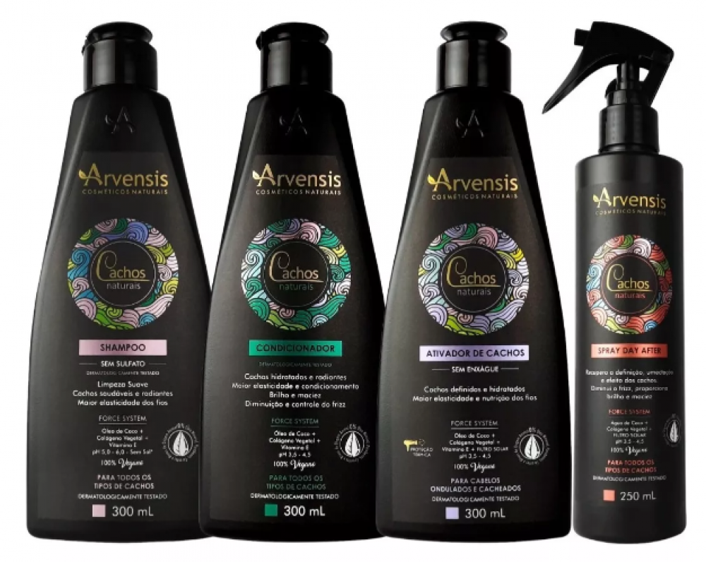 Kit Cachos Arvensis Shampoo Condicionador Creme Ativador Ondulados