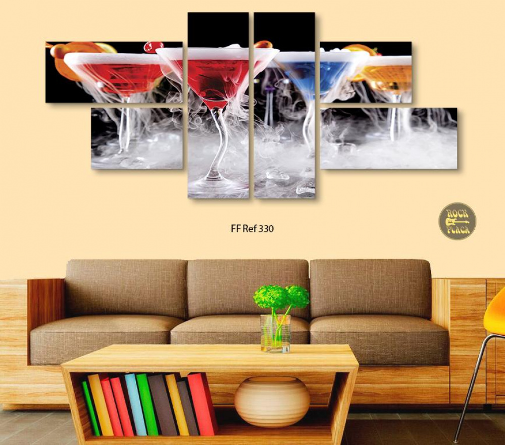 Quadro Decorativo Bebida Drink Adega Bar Modelo Artesanal 6 Telas