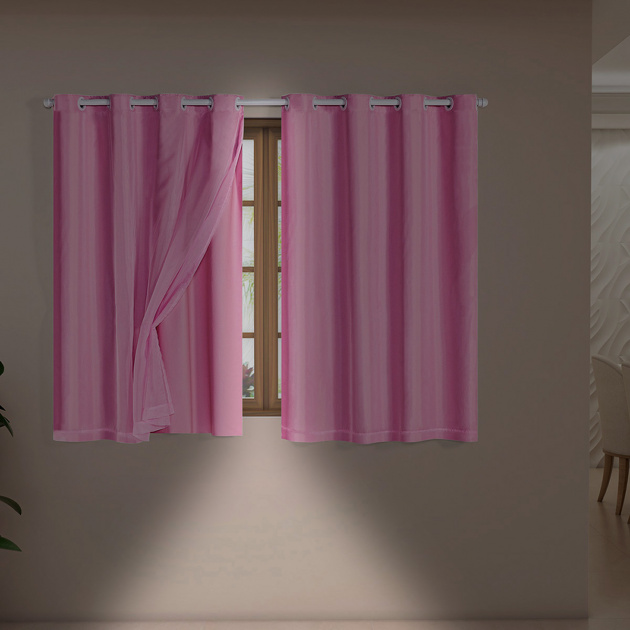 Cortina Blackout Pvc Tecido Voil M X M Rosa Ecasa Home