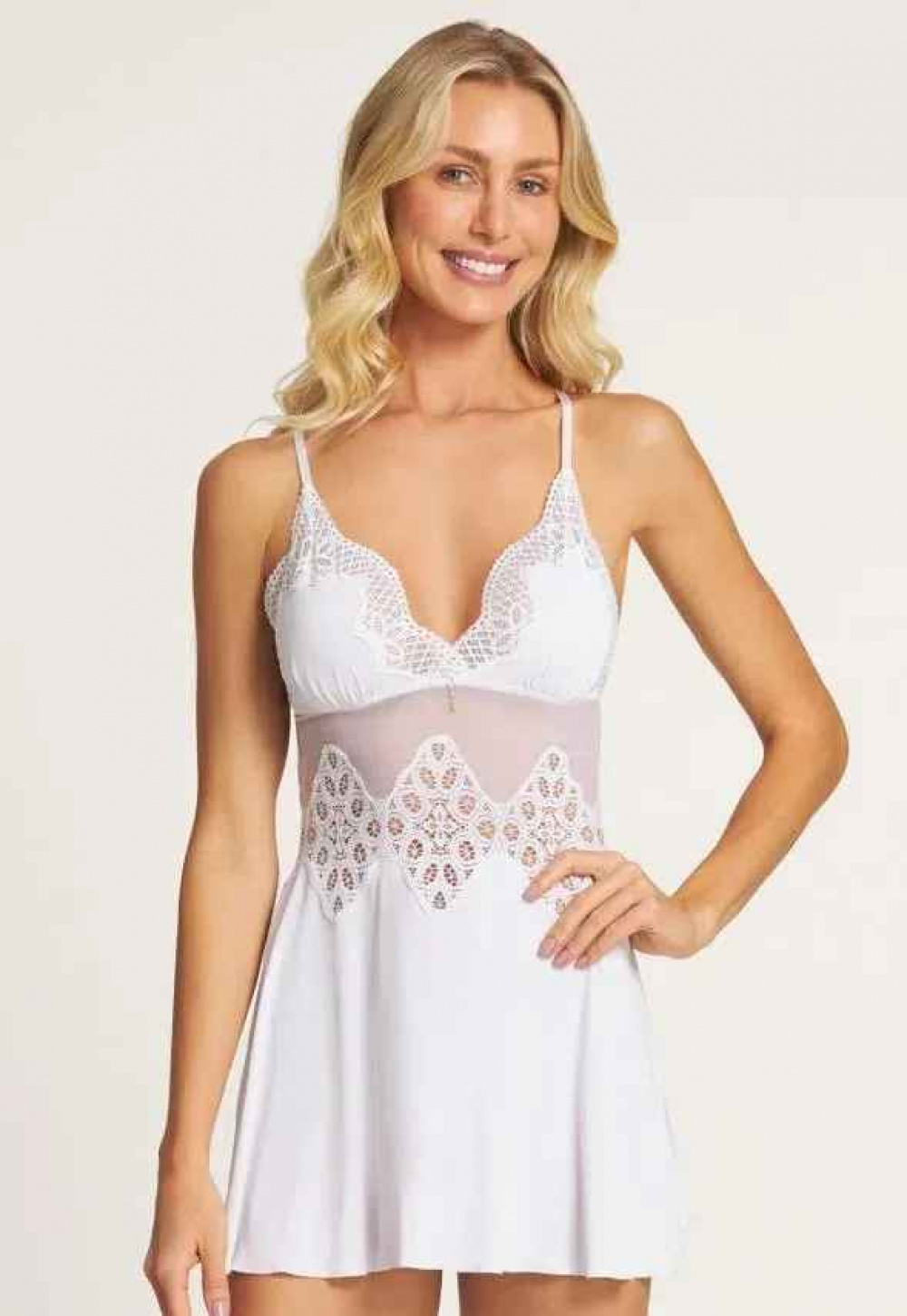 Camisola De Microfibra C Renda F Mine Lingerie