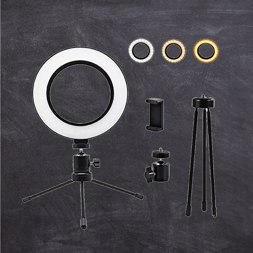 Ring Light Mesa 6 Polegadas Tripé 16cm Wilk Shop