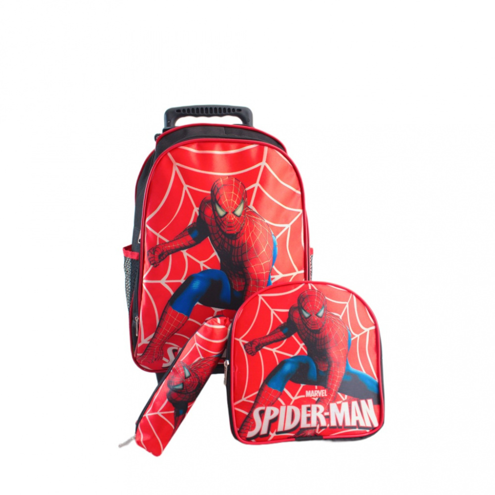 Kit Mochila Homem Aranha Spider Rodinha Lancheira Estojo KOPLEVEL