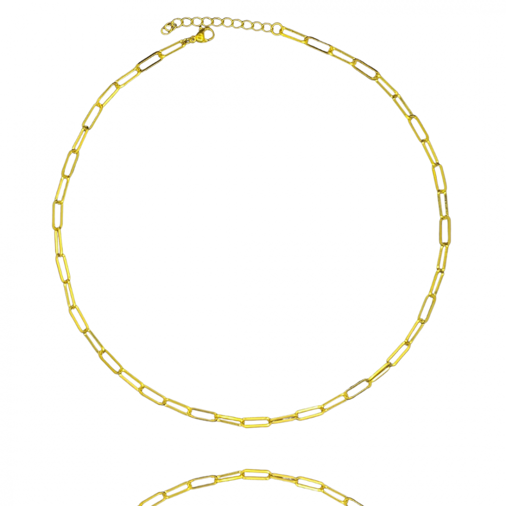 Colar Choker Feminina Ovalada Dourada A O Inox Leve Urban Beach