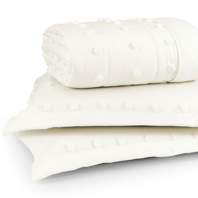 Kit Cobre Leito Colcha Queen 3 Peças Micro Percal 300 Fios Poppy Dupla Face Off White