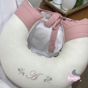 Almofada de Amamentação Personalizada Maria Alice Linho e Rose Plush Almofada de Amamentação Personalizada Maria Alice Linho e Rose Plush