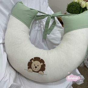 Almofada de Amamentação Personalizada Personale Baby Linho Fendi e Verde 200 Fios Almofada de Amamentação Personalizada Personale Baby Linho Fendi e Verde 200 Fios