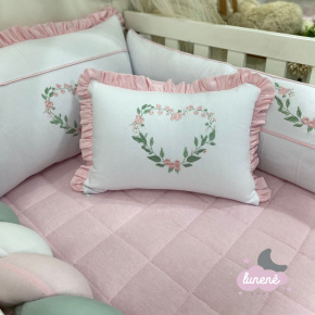 Almofada Decorativa Cute Baby Coração Florido Rosa 140 Fios Almofada Decorativa Cute Baby Coração Florido Rosa 140 Fios
