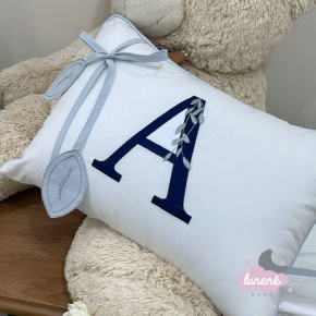 Almofada Personalizada Folhas Baby Branco e Cinza Almofada Personalizada Folhas Baby Branco e Cinza