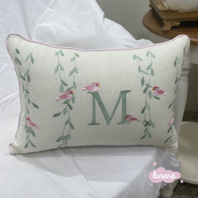 Almofada Personalizada Ramo de Flores Passarinhos Rosa Baby Almofada Personalizada Ramo de Flores Passarinhos Rosa Baby