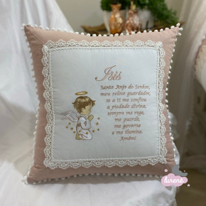 Almofada Santo Anjo Bordada Personalizada Terracota Almofada Santo Anjo Bordada Personalizada Terracota